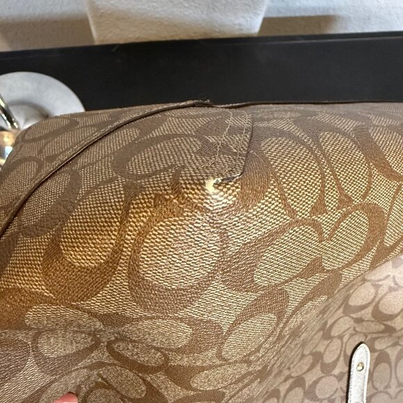 Coach Tan and Gold Signature Shoulder Bag - Picture 13 of 15